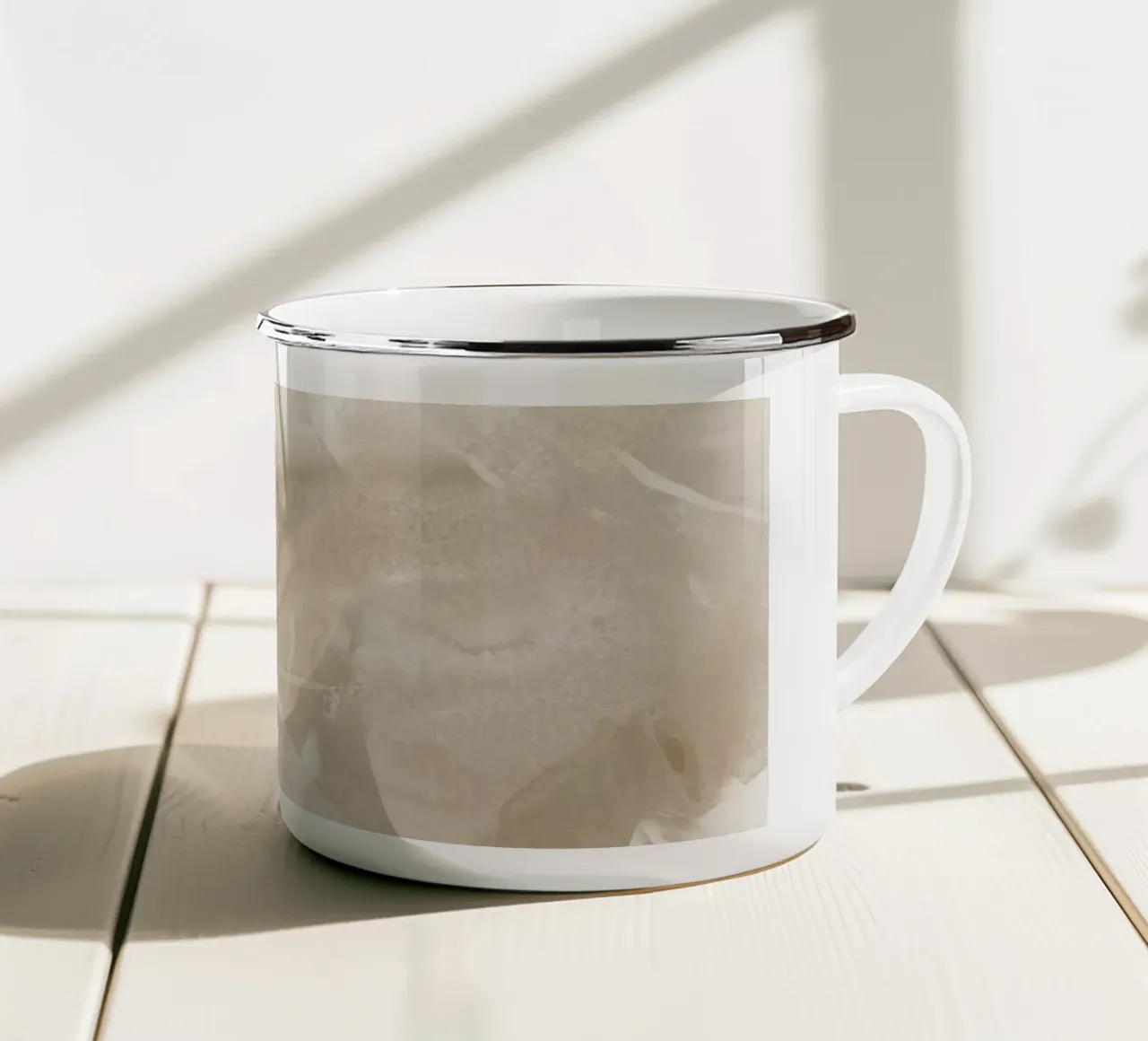 Pennellate astratte beige 1 tazza in smalto da NouveauPrints