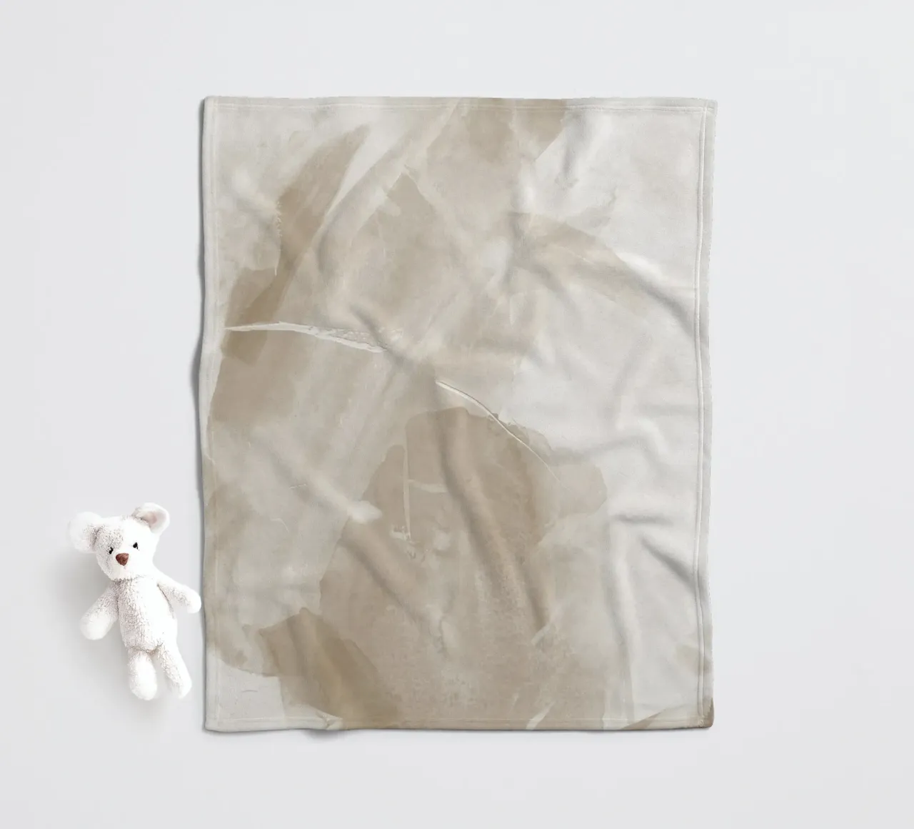 Pennellate astratte beige 1 coperta in pile da NouveauPrints