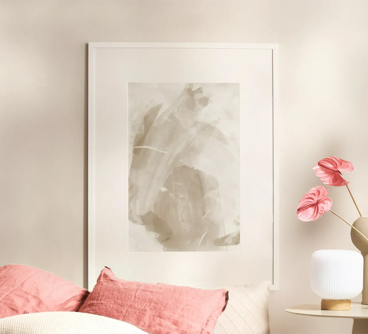 Pennellate astratte beige 1 carta hahnemühle da NouveauPrints