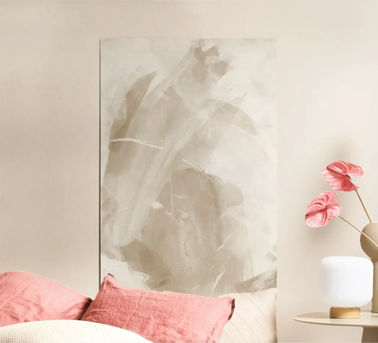 Pennellate astratte beige 1 carta hahnemühle da NouveauPrints