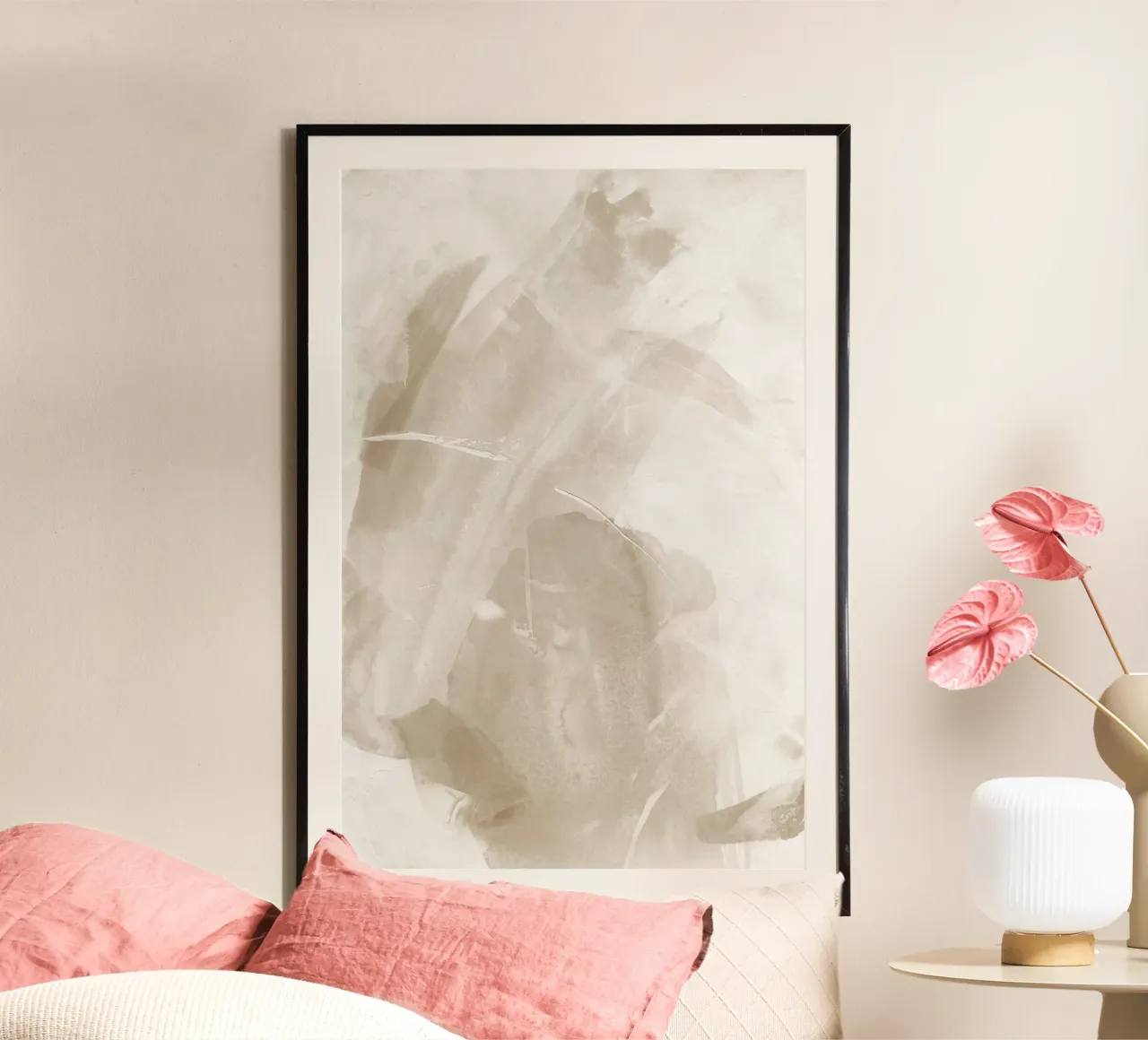 Pennellate astratte beige 1 carta hahnemühle da NouveauPrints