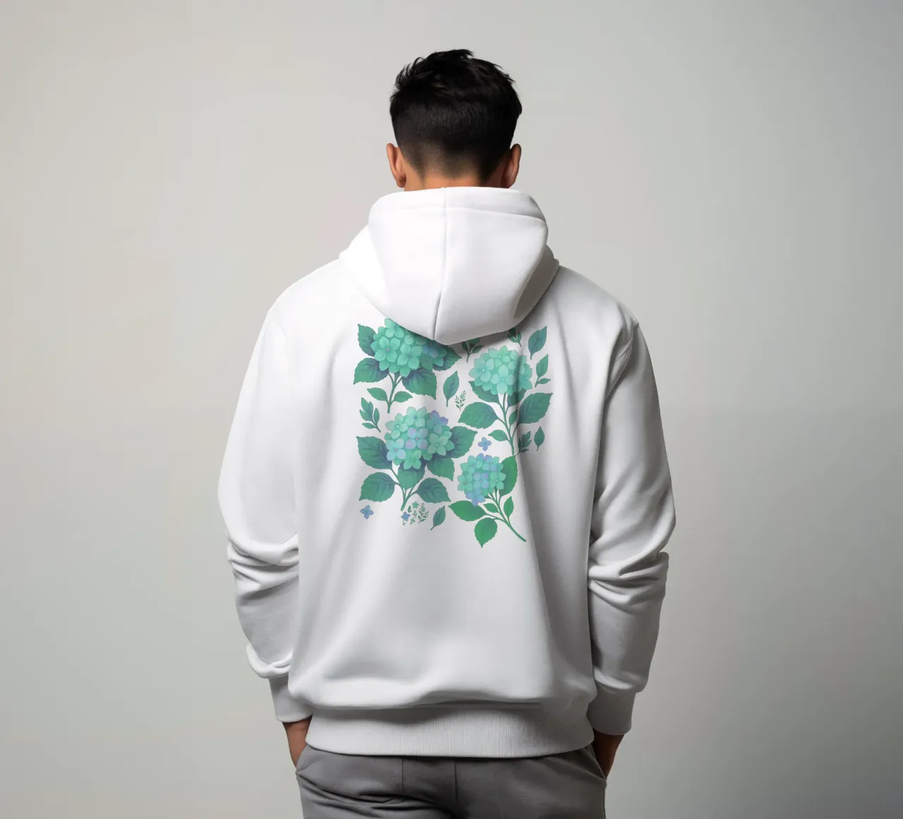 Ortensia verde e pesca felpa con cappuccio da SilverPegasus