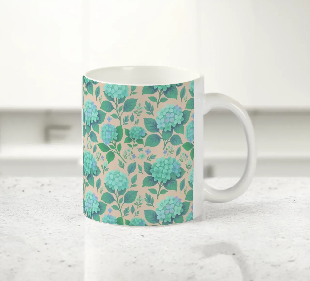 Ortensia verde e pesca tazza in ceramica da SilverPegasus