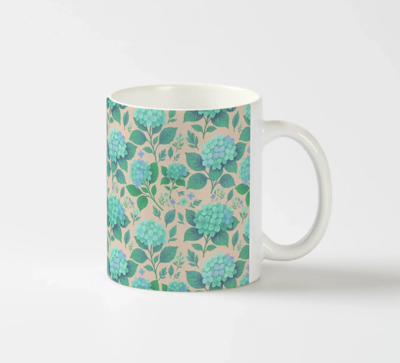Ortensia verde e pesca tazza in ceramica da SilverPegasus