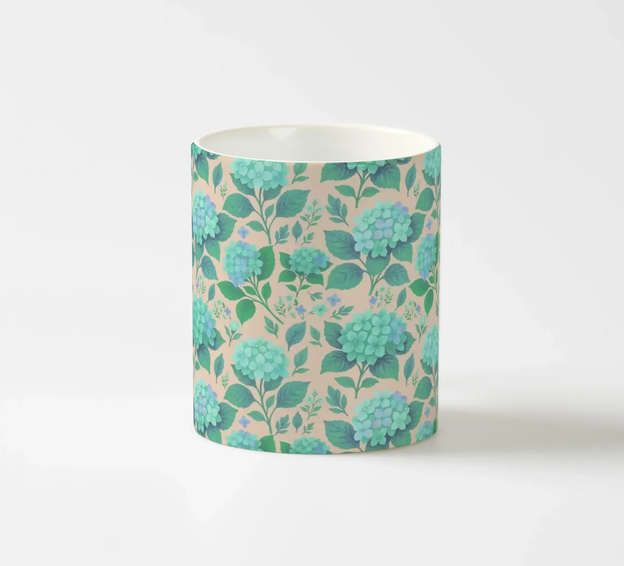 Ortensia verde e pesca tazza in ceramica da SilverPegasus
