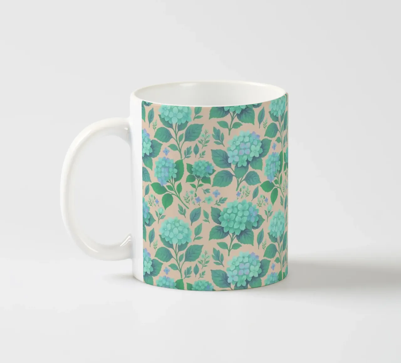 Ortensia verde e pesca tazza in ceramica da SilverPegasus
