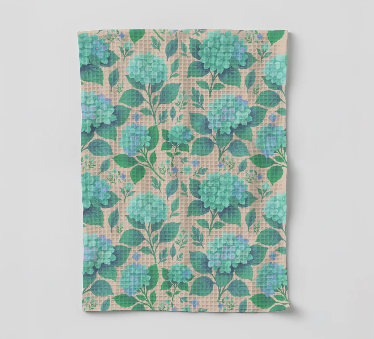 Hydrangea Green and Peach tea towel by SilverPegasus