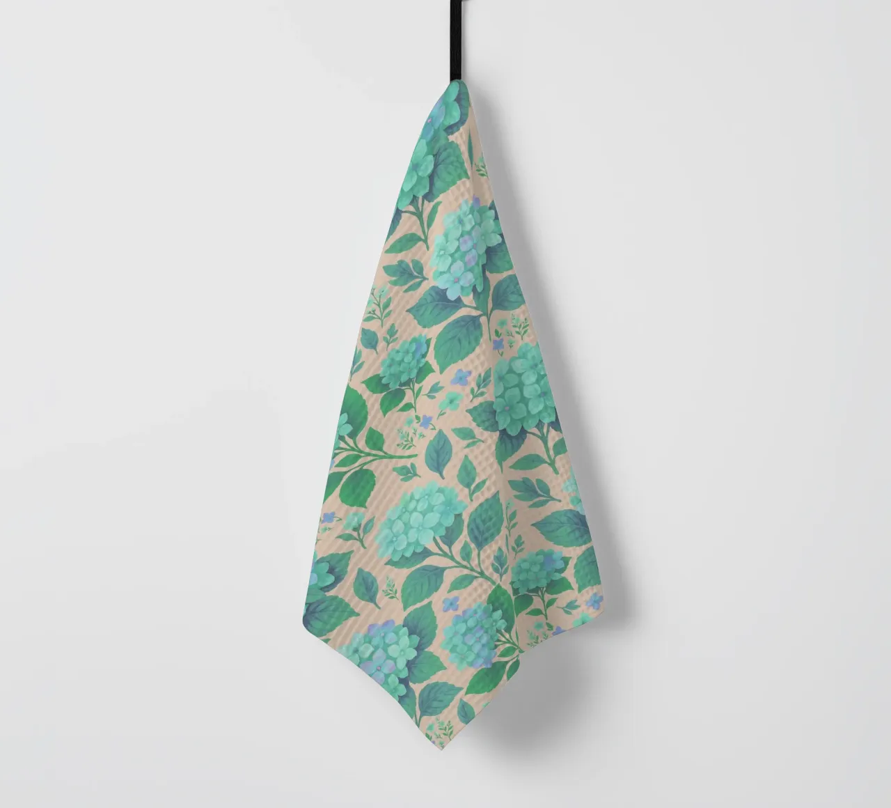 Hydrangea Green and Peach tea towel by SilverPegasus