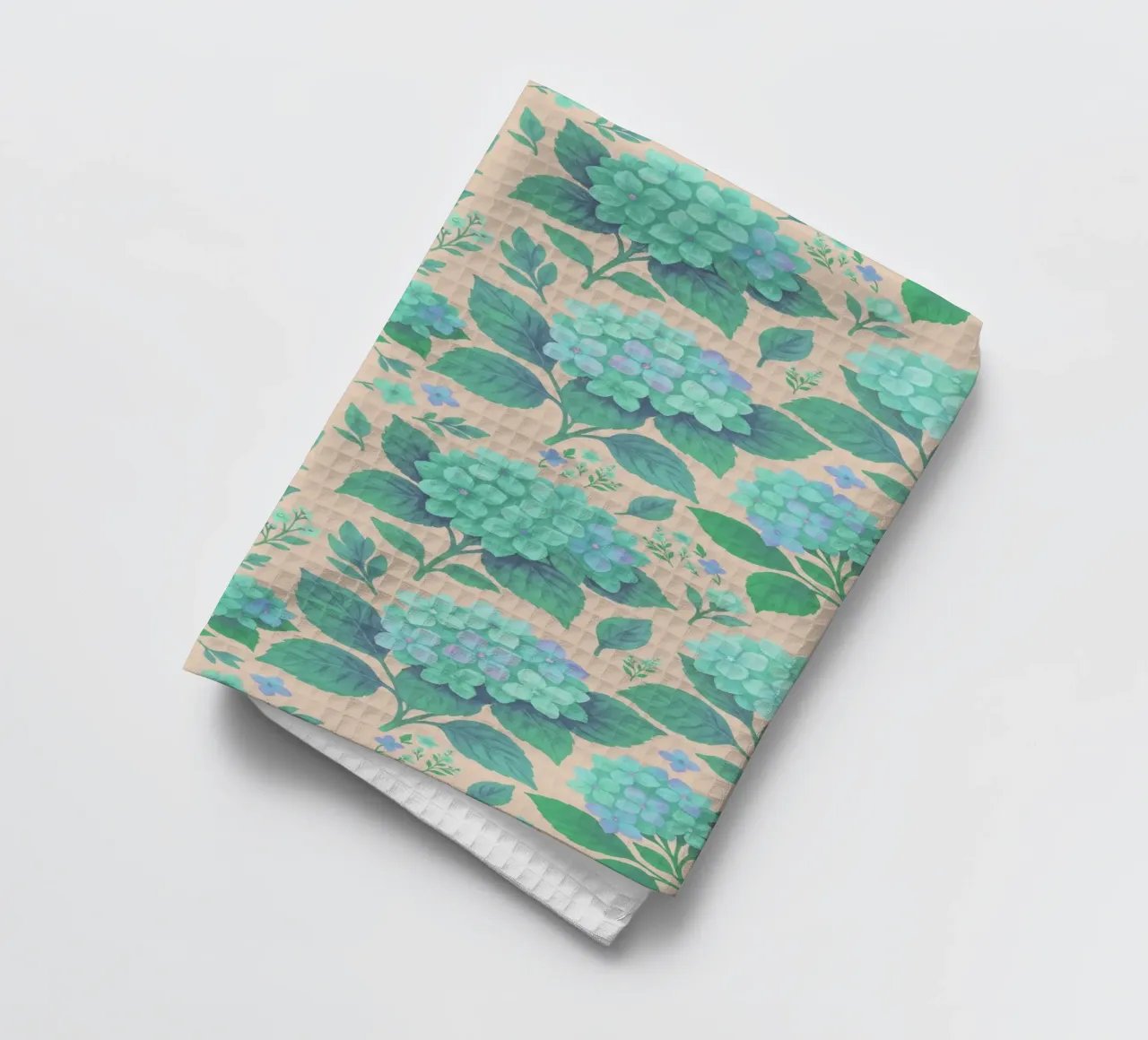 Hydrangea Green and Peach tea towel by SilverPegasus