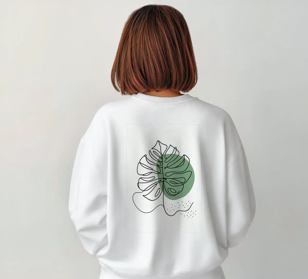 Disegno lineare minimalista di una foglia di Monstera felpa da Bloom And Brush