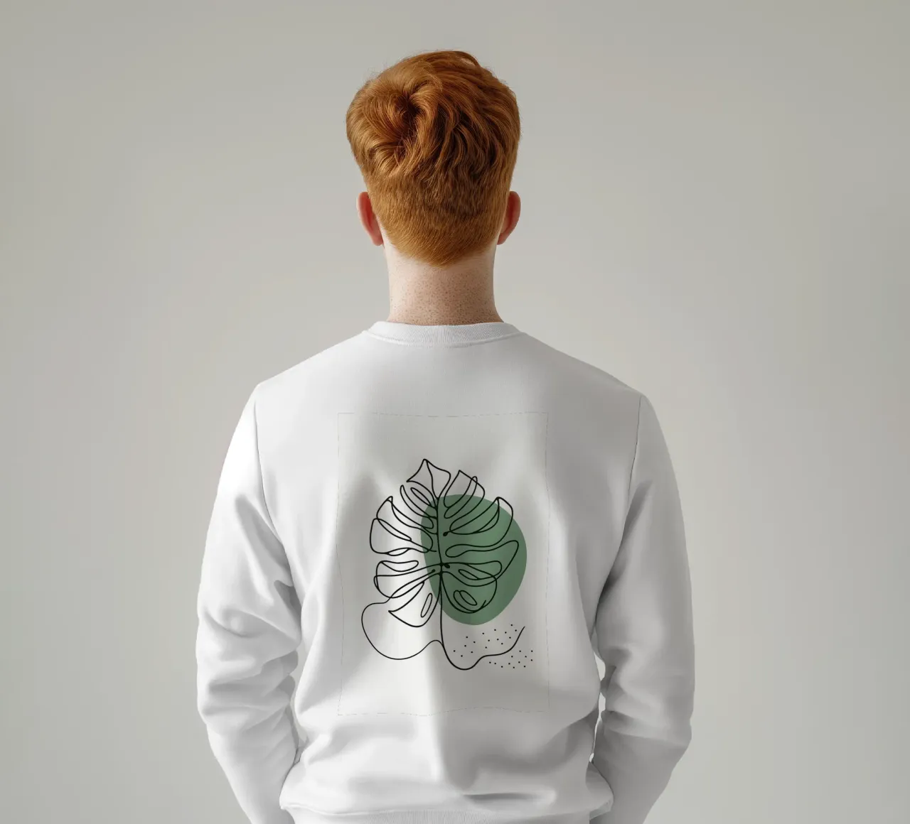 Disegno lineare minimalista di una foglia di Monstera felpa da Bloom And Brush