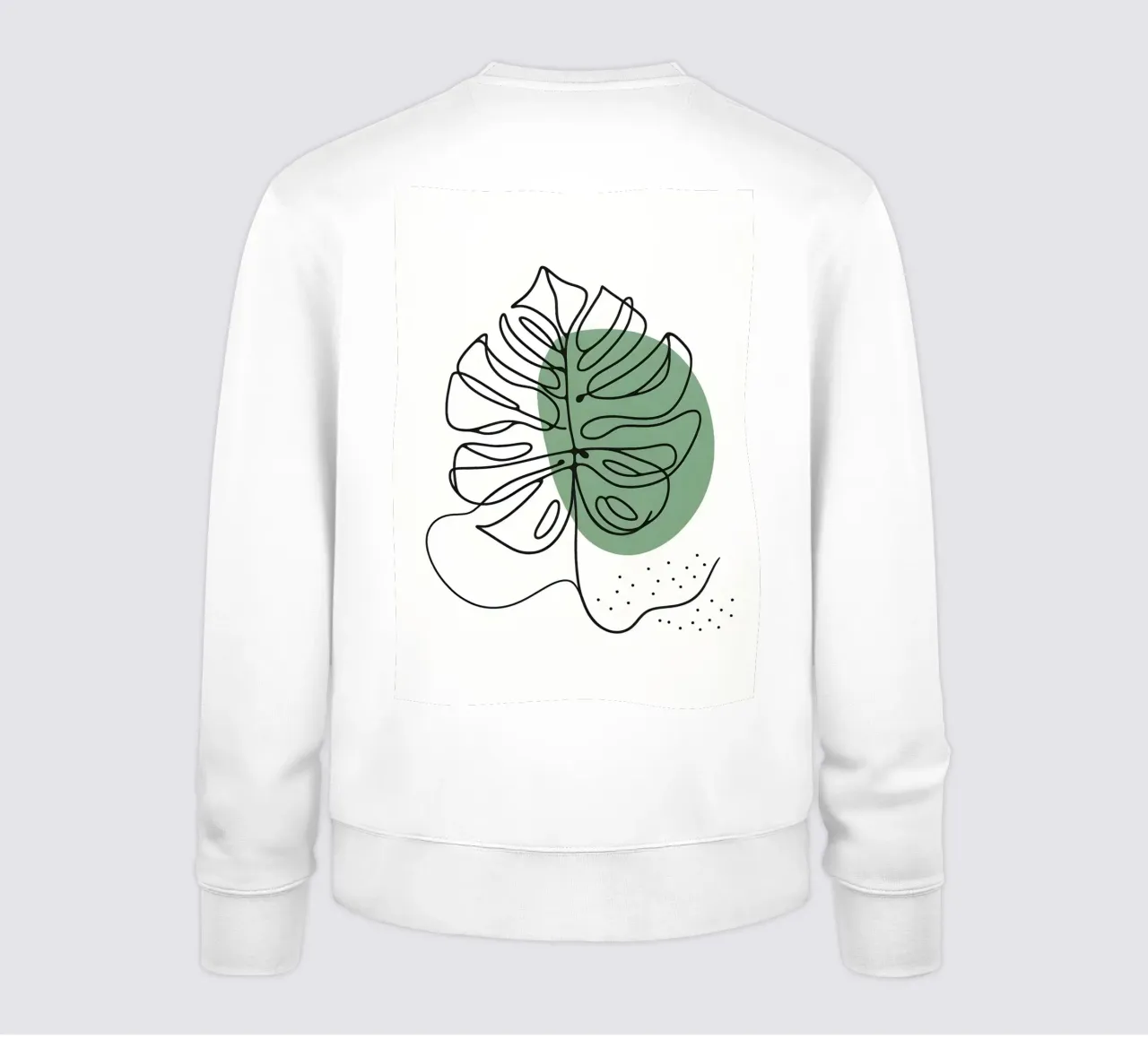Disegno lineare minimalista di una foglia di Monstera felpa da Bloom And Brush