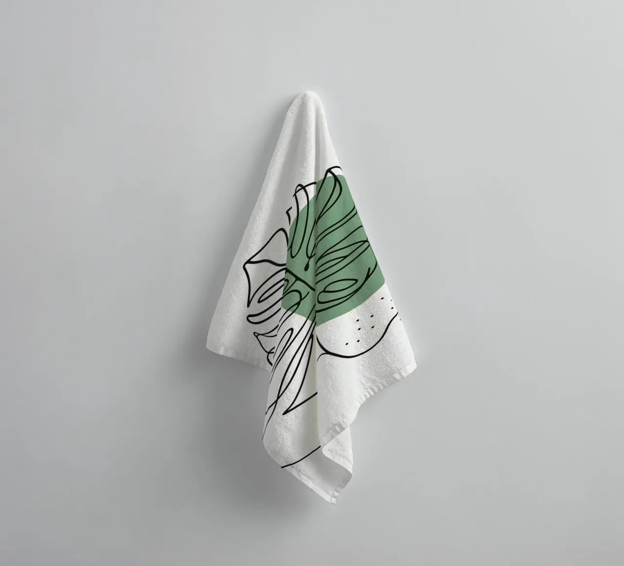Minimalist Line Drawing of Monstera Leaf towel by Bloom And Brush
