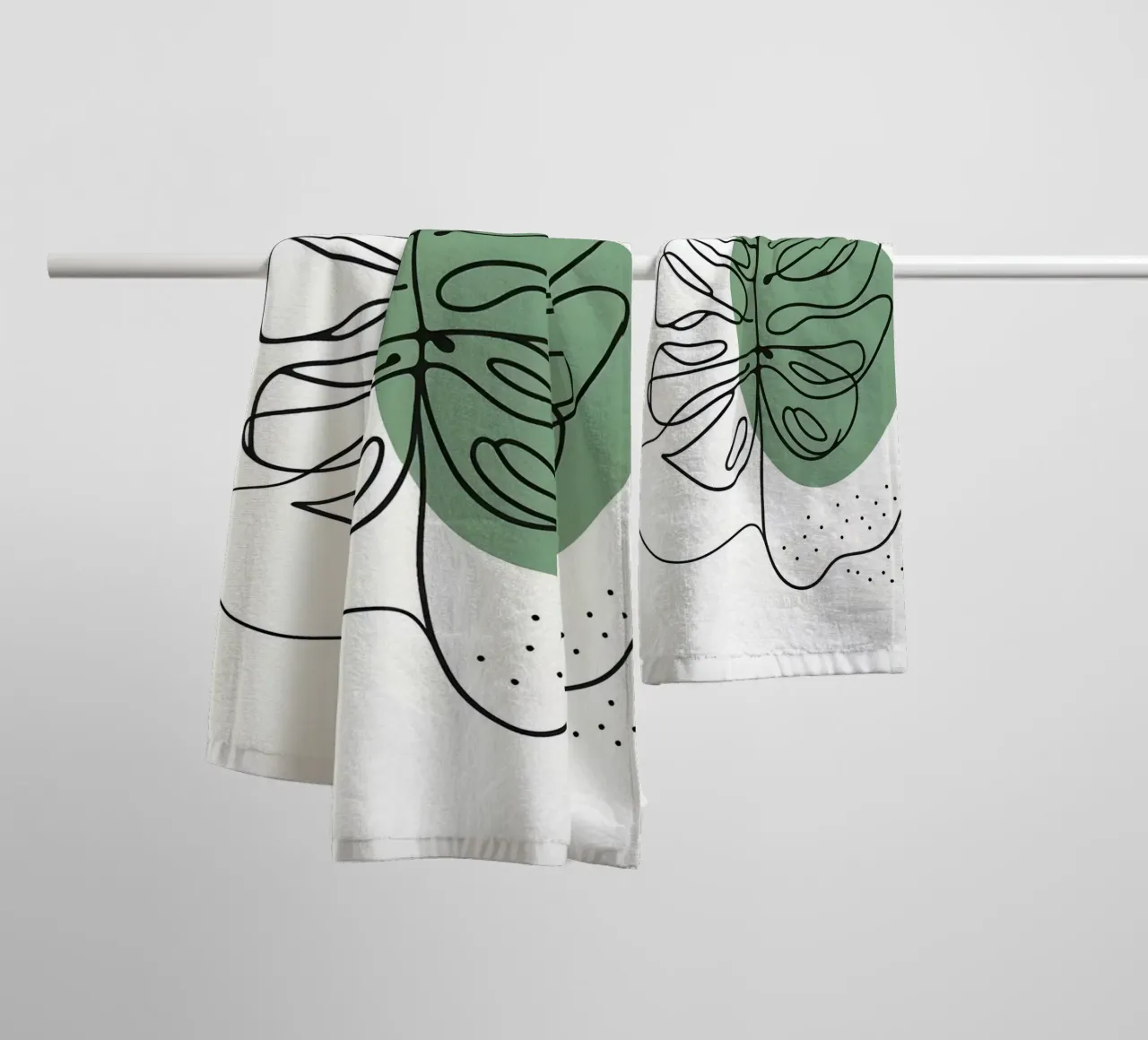 Minimalist Line Drawing of Monstera Leaf towel by Bloom And Brush