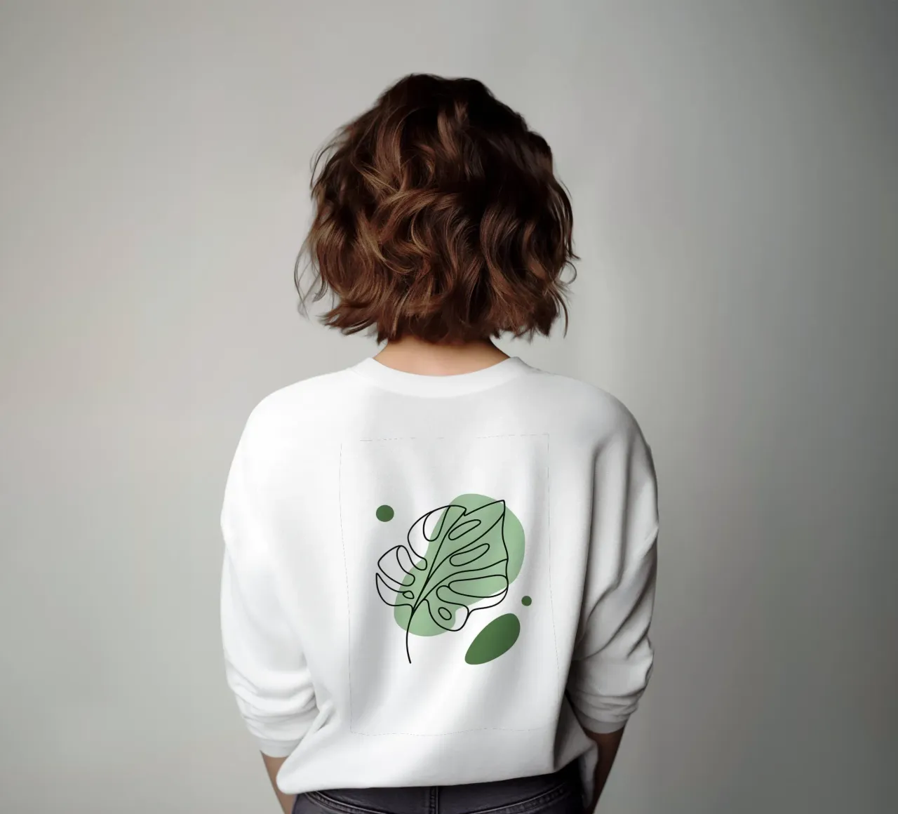 Disegno lineare minimalista di una foglia di Monstera felpa da Bloom And Brush