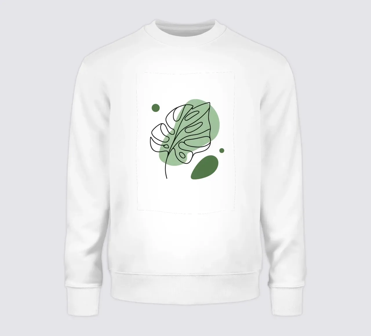 Disegno lineare minimalista di una foglia di Monstera felpa da Bloom And Brush