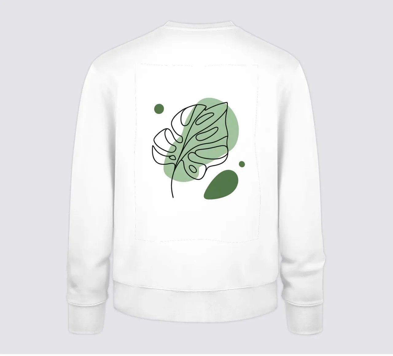 Disegno lineare minimalista di una foglia di Monstera felpa da Bloom And Brush