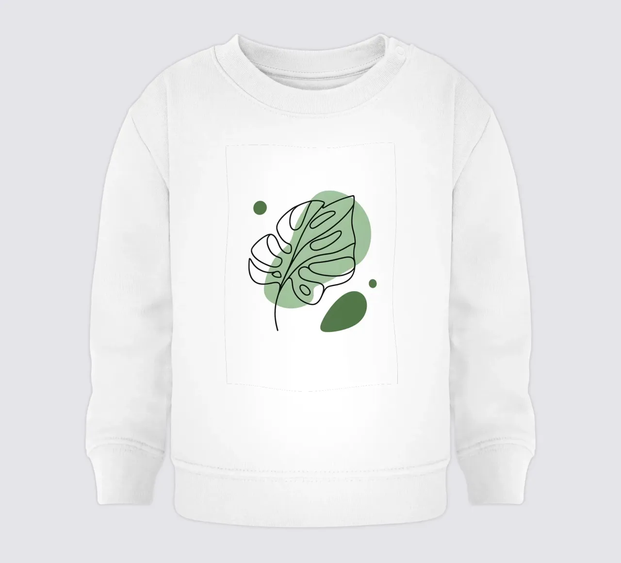 Disegno lineare minimalista di una foglia di Monstera felpa neonato da Bloom And Brush