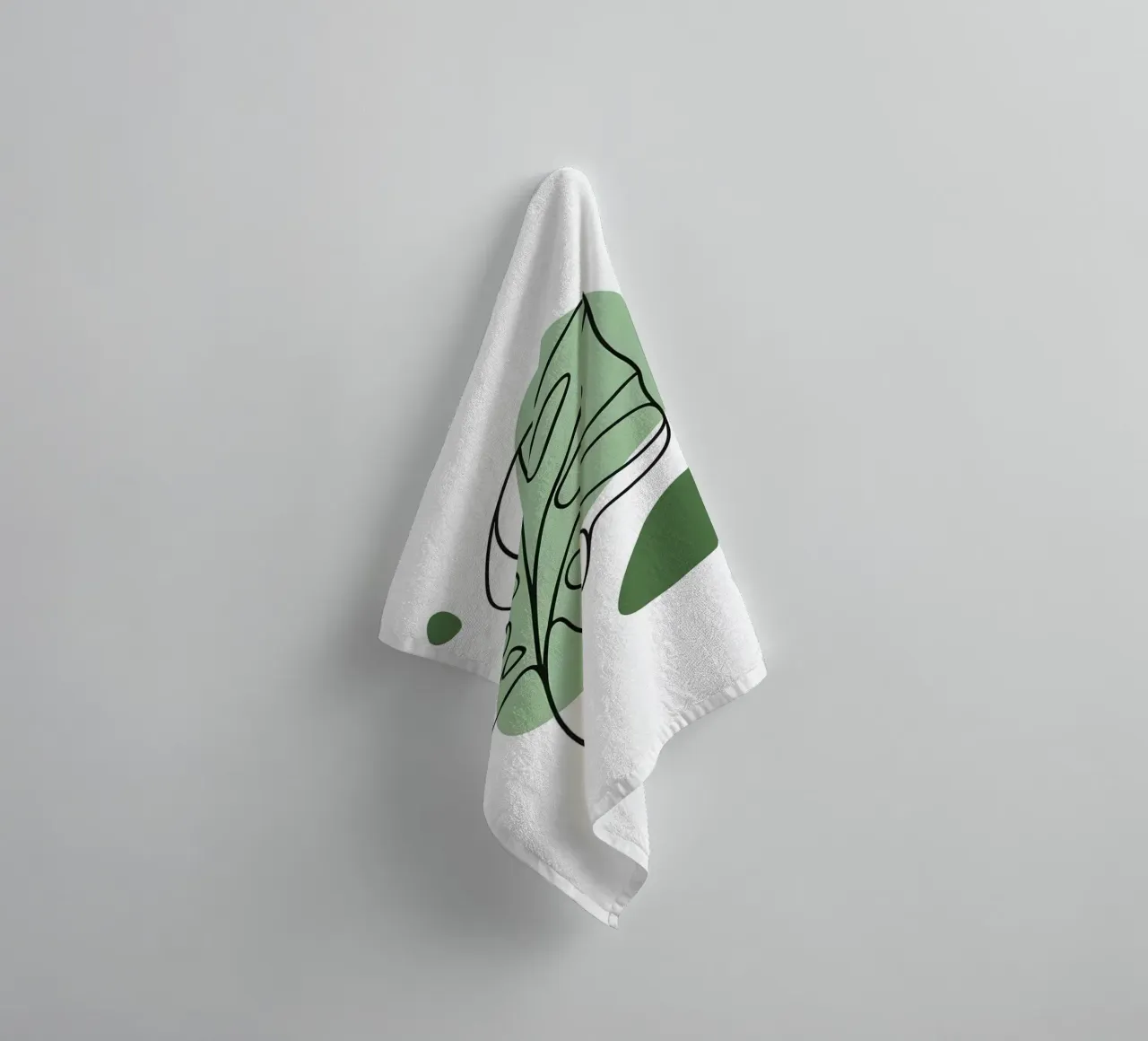 Minimalist Line Drawing of Monstera Leaf towel by Bloom And Brush