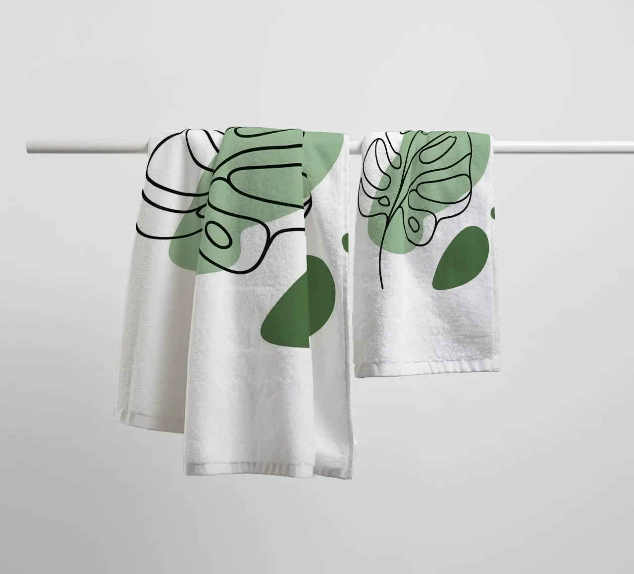 Minimalist Line Drawing of Monstera Leaf towel by Bloom And Brush