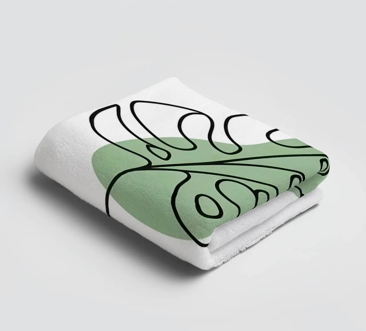 Minimalist Line Drawing of Monstera Leaf towel by Bloom And Brush