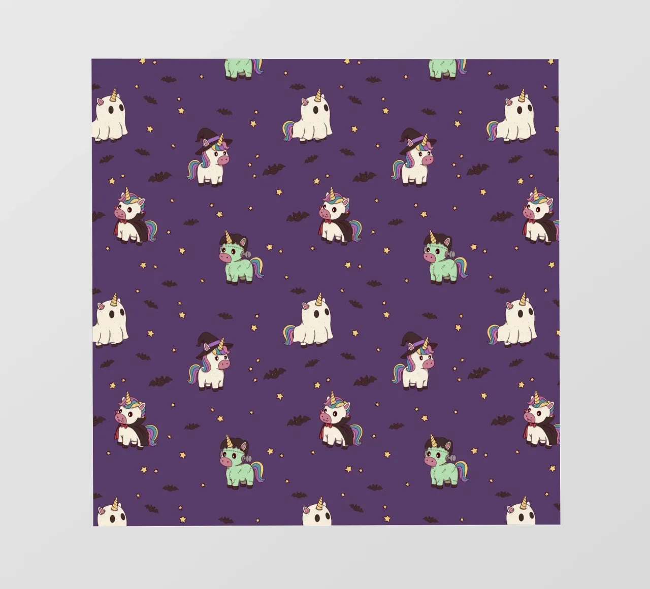 Halloween Unicorn Party Pattern lámina retroiluminada de Loobs