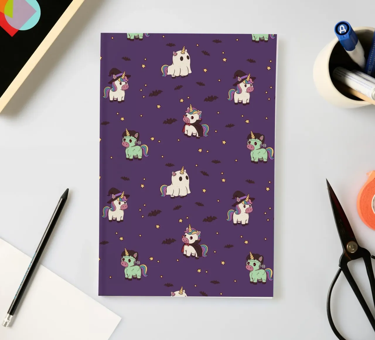 Halloween Unicorn Party Pattern notebook by Loobs
