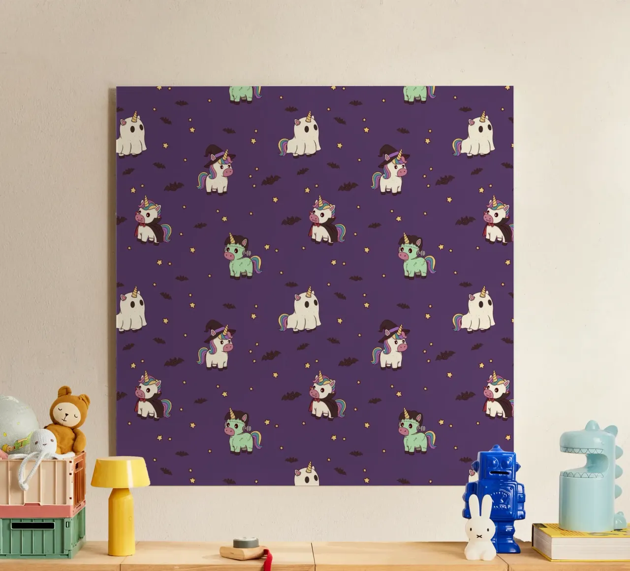 Halloween Unicorn Party Pattern metacrilato de Loobs
