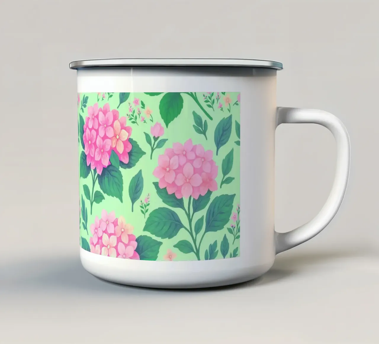 Ortensia rosa e verde tazza in smalto da SilverPegasus