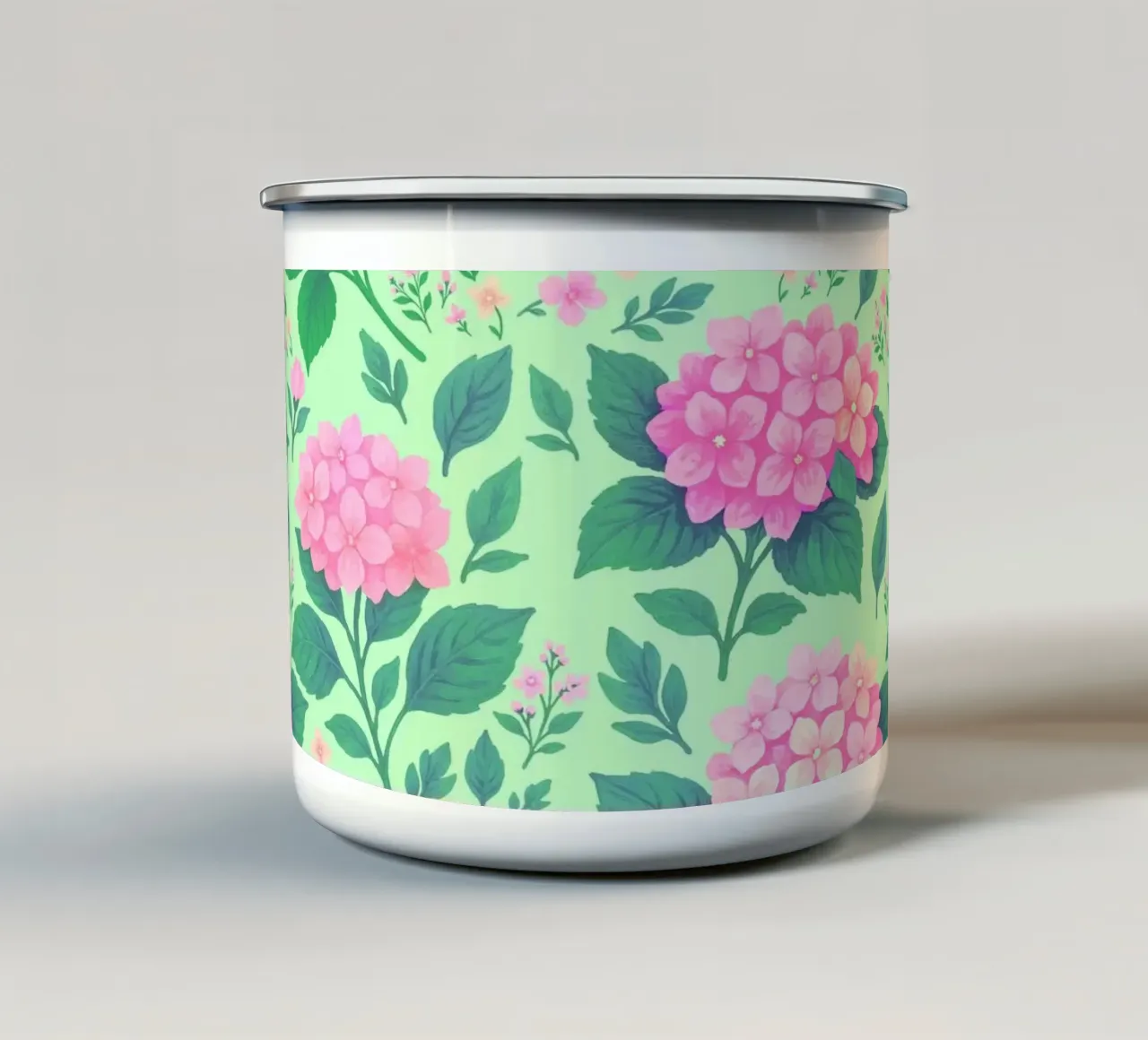 Ortensia rosa e verde tazza in smalto da SilverPegasus