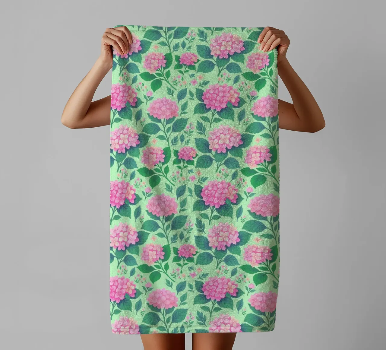 Ortensia rosa e verde asciugamano da bagno da SilverPegasus