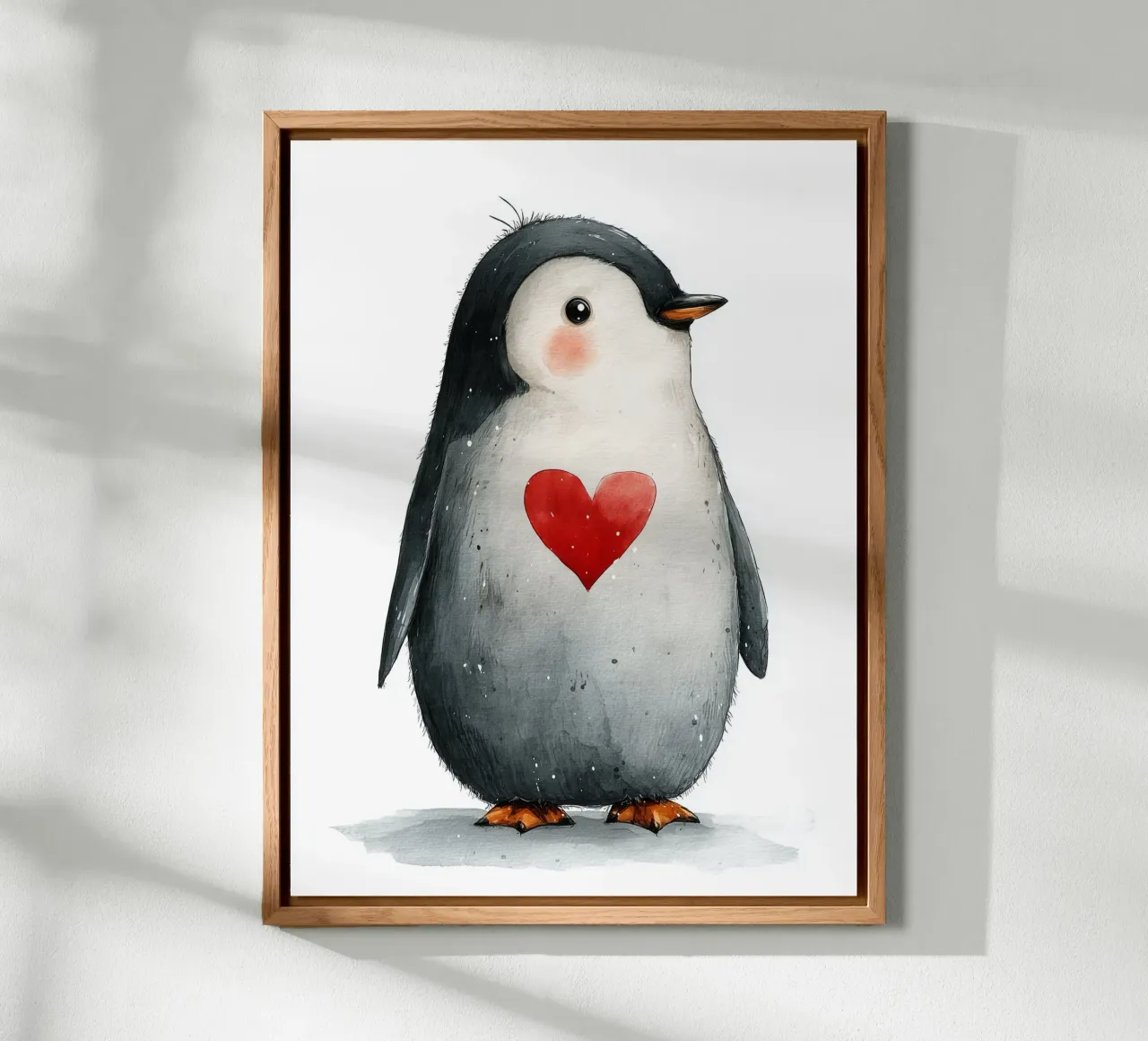 Poster con pinguino dal cuore rosso per la cameretta dei bambini alluminio dibond da Kid’s Dream