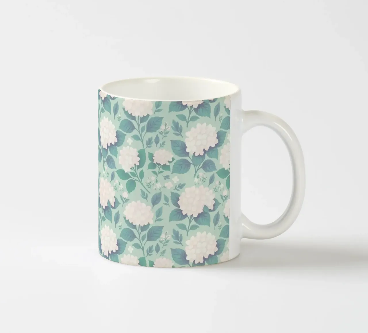 Ortensia Bianco Verde Salvia tazza in ceramica da SilverPegasus