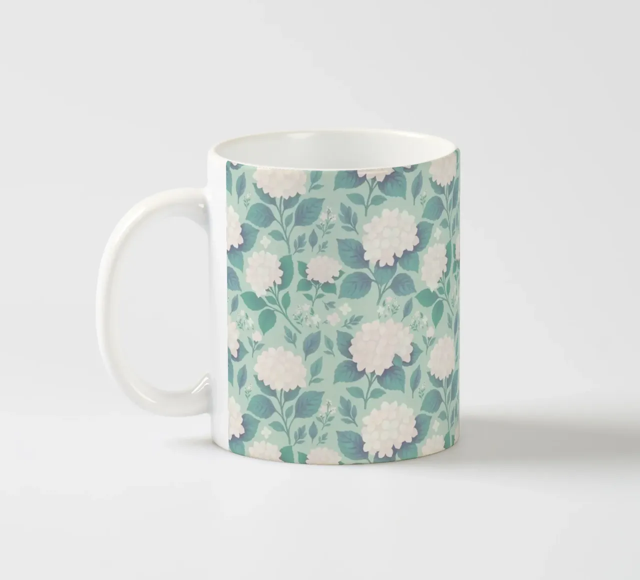 Ortensia Bianco Verde Salvia tazza in ceramica da SilverPegasus