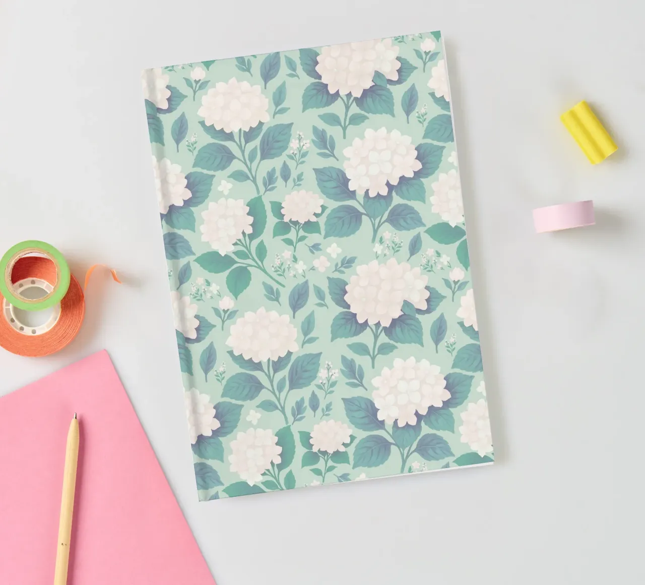 Hortensia Blanc Sauge Vert carnet de notes de SilverPegasus