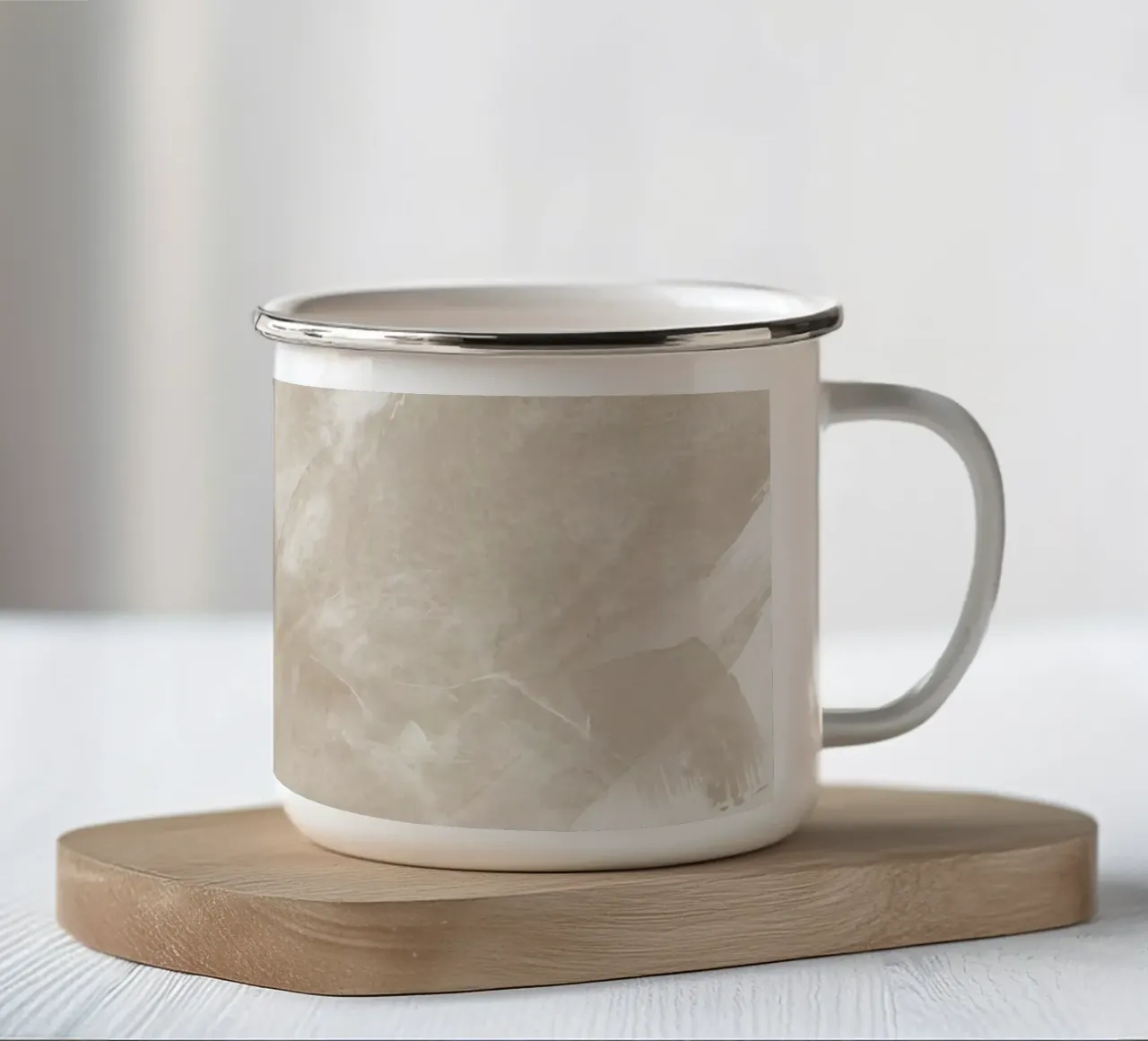Pennellate astratte beige 2 tazza in smalto da NouveauPrints