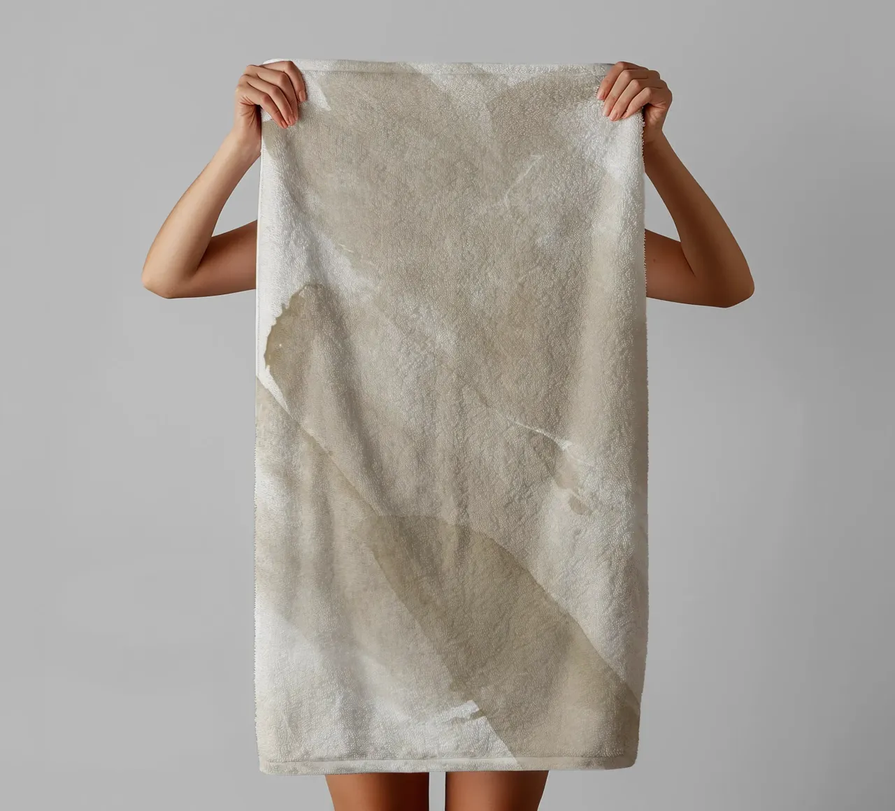Pennellate astratte beige 2 asciugamano da bagno da NouveauPrints