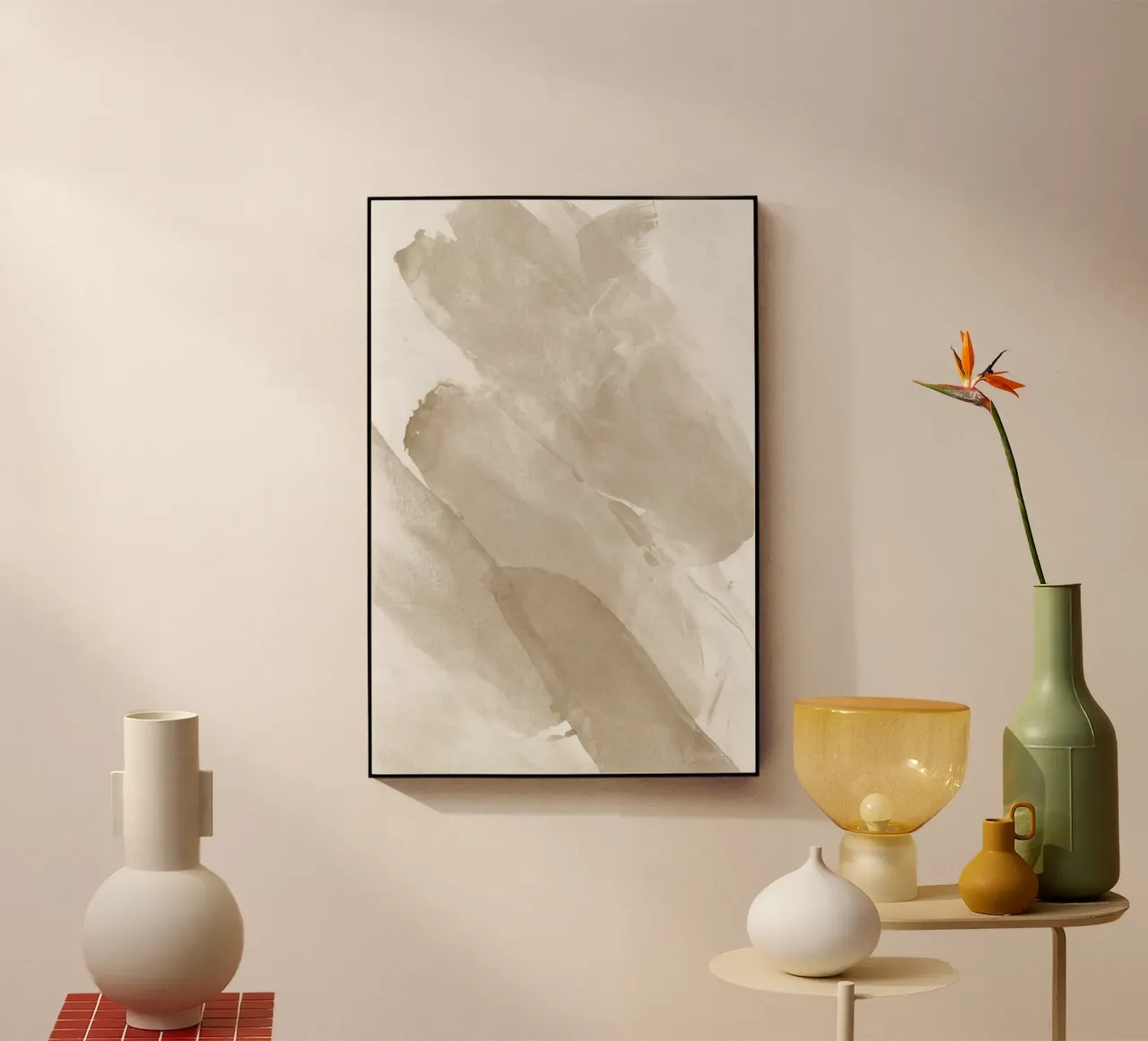 Pennellate astratte beige 2 plexiglass da NouveauPrints