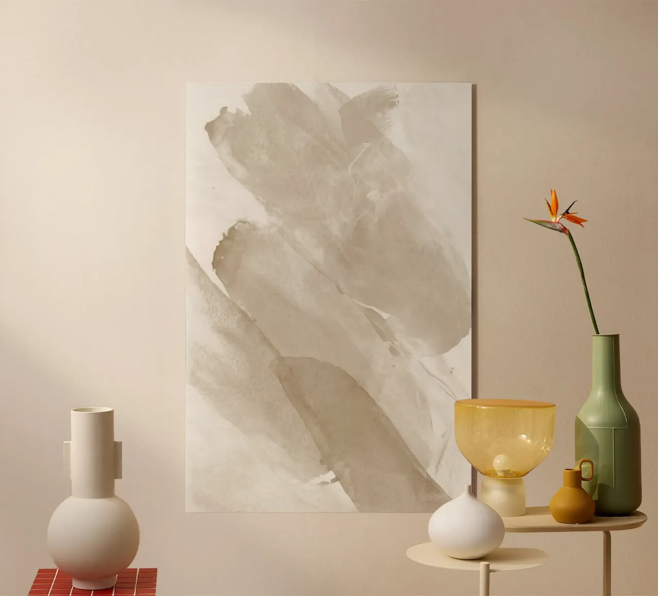 Pennellate astratte beige 2 plexiglass da NouveauPrints