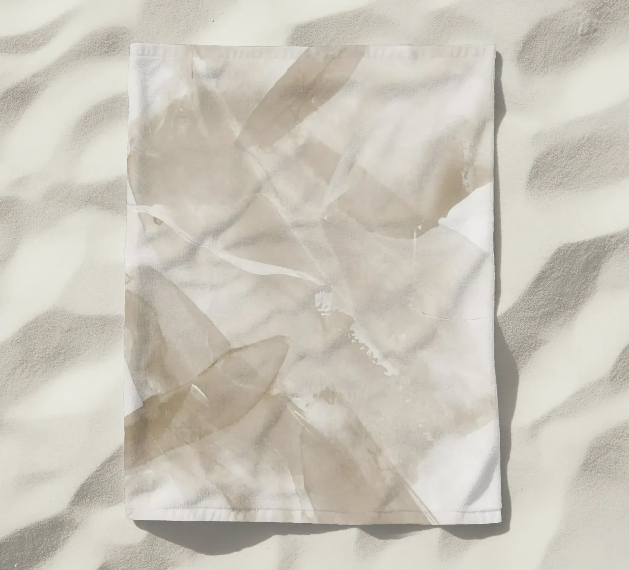 Pennellate astratte beige 3 telo mare da NouveauPrints