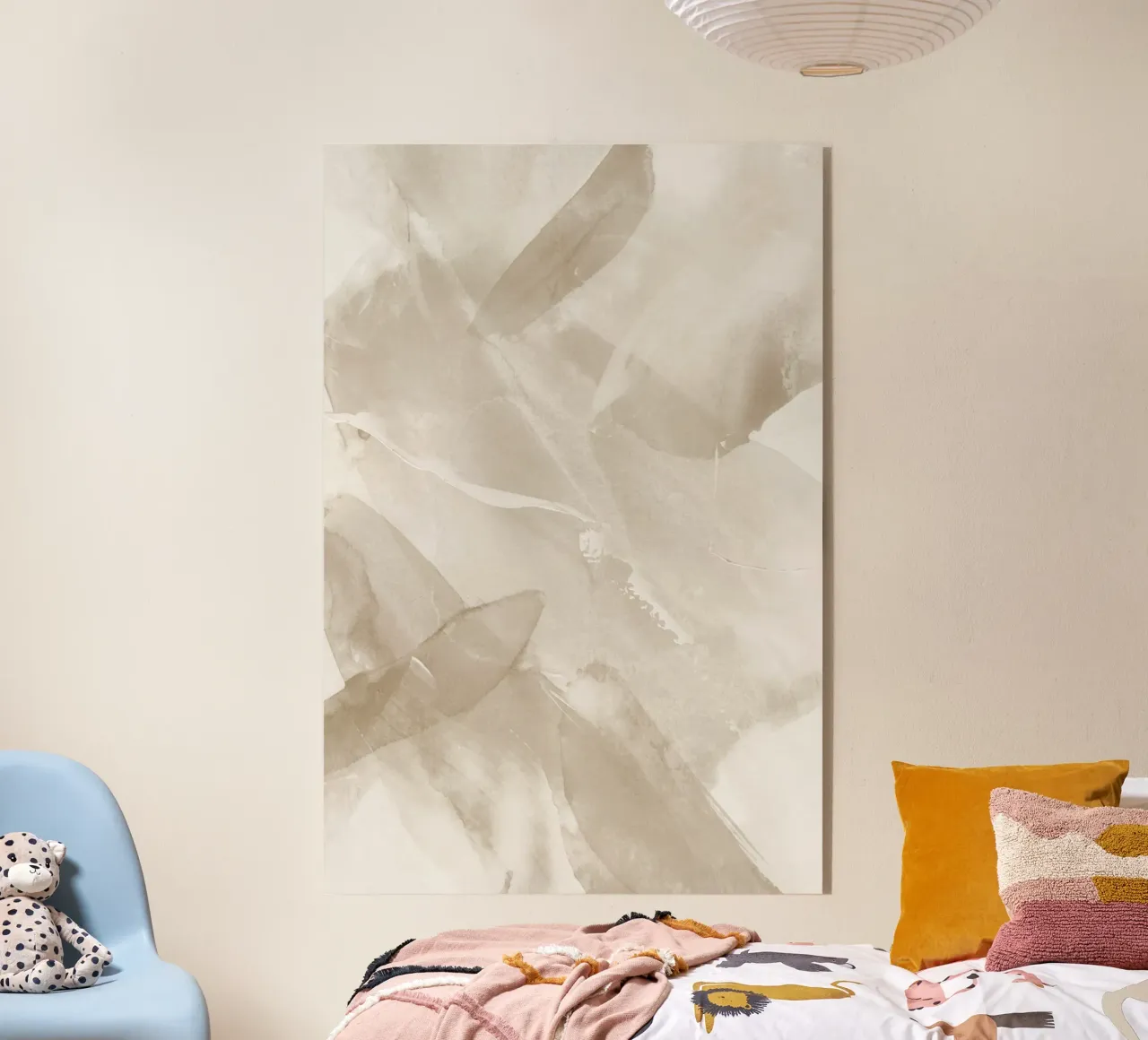 Pennellate astratte beige 3 plexiglass da NouveauPrints