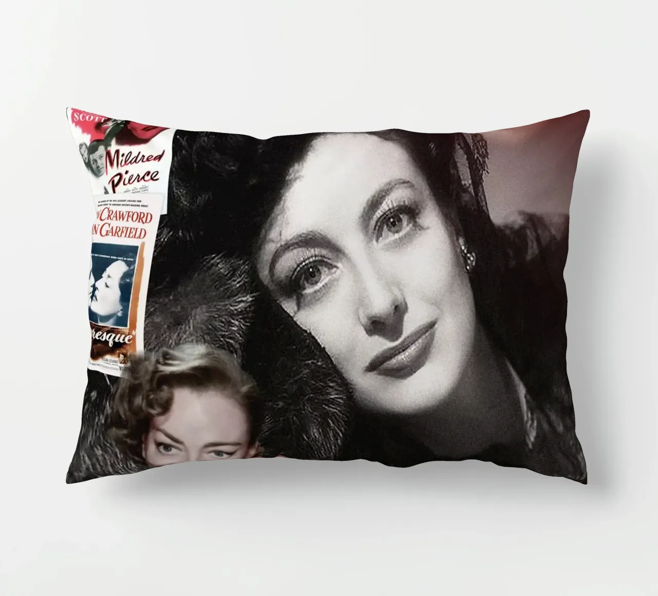 Joan Crawford collage portrait decorative cushion by DesmondBates