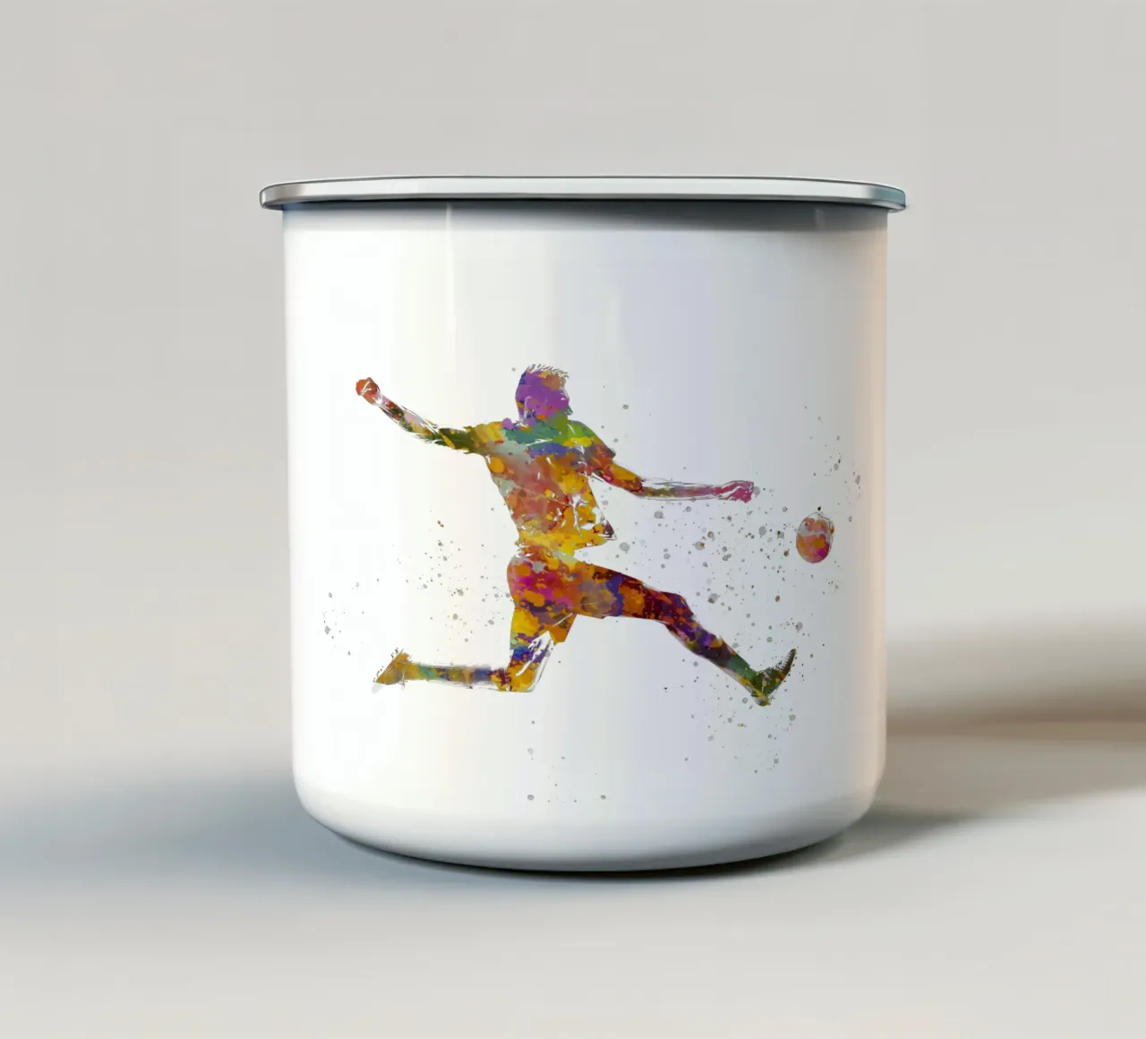 Giocatore di calcio ad acquerello tazza in smalto da ⚽ Sports Pulse