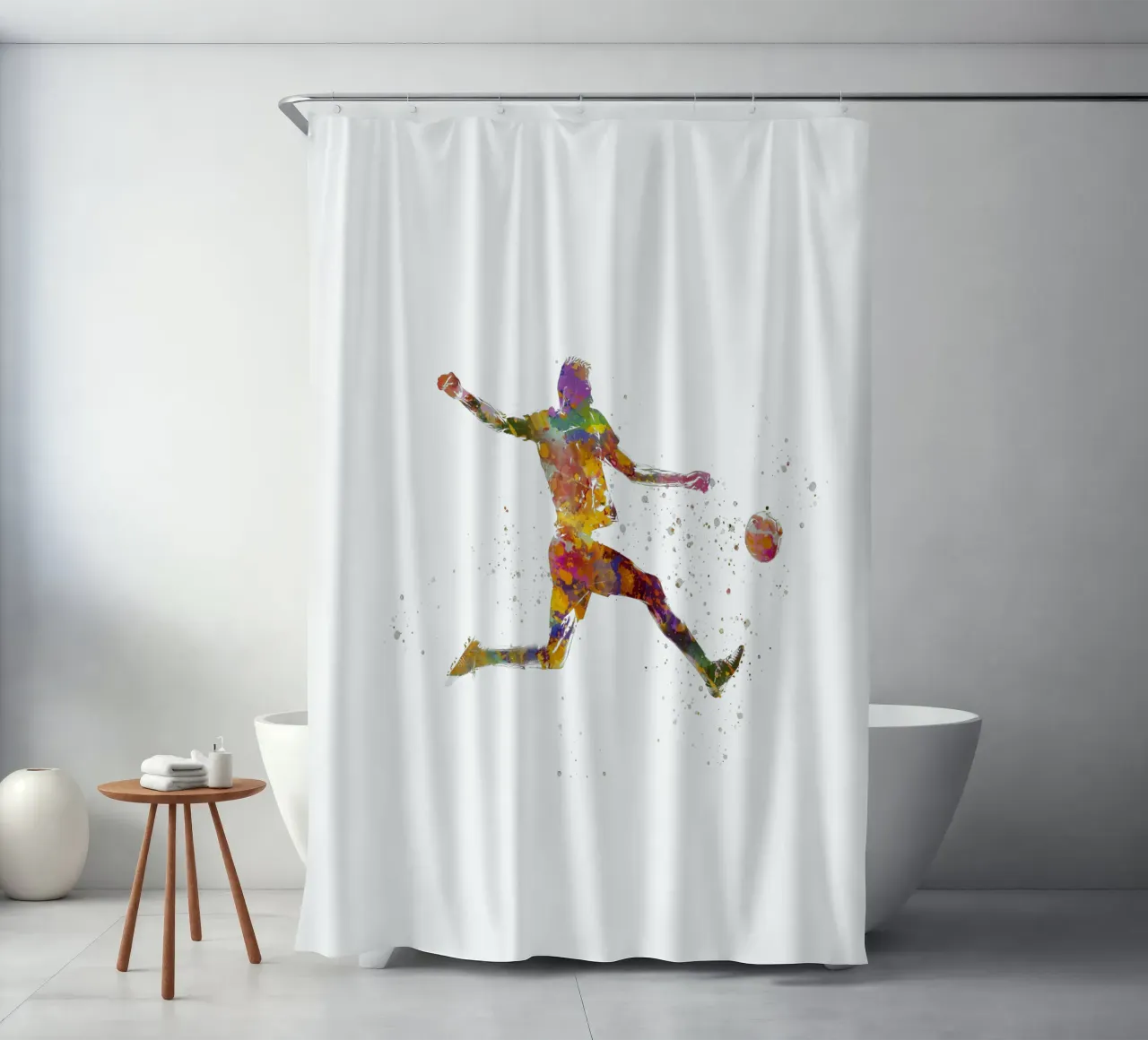 Giocatore di calcio ad acquerello tenda da doccia da ⚽ Sports Pulse