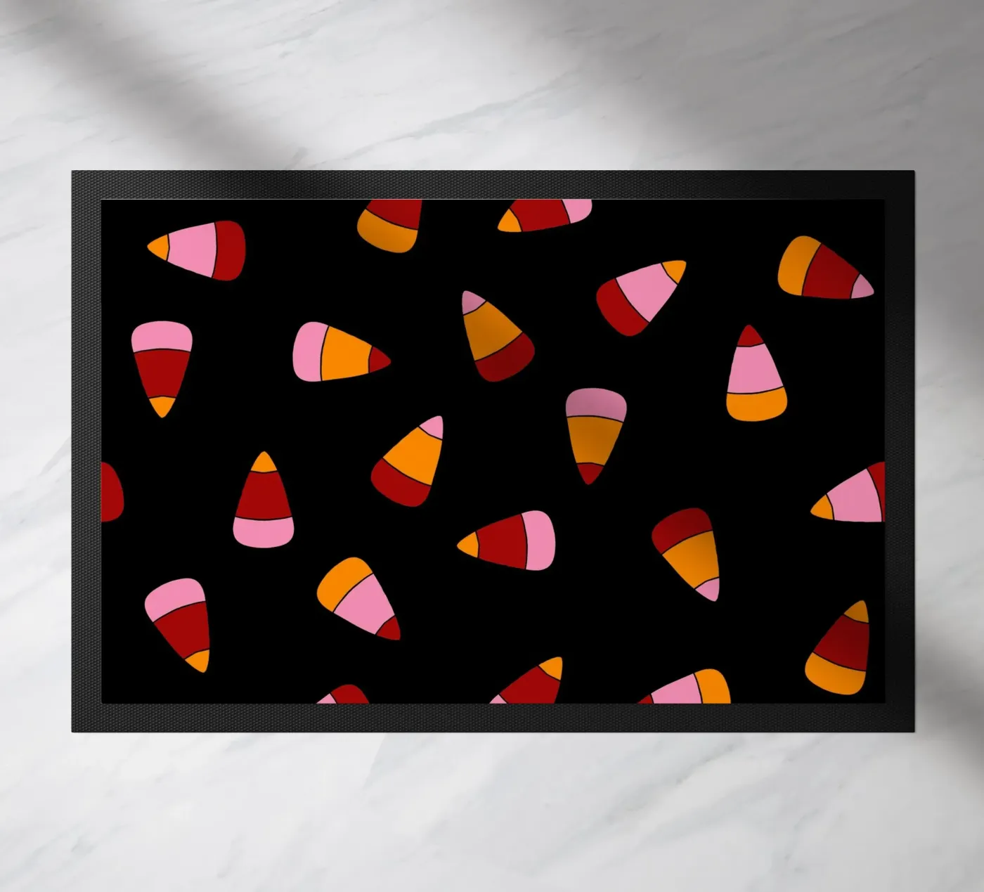 Retro candy corn pattern Halloween deurmat van TijanaArtStudio88