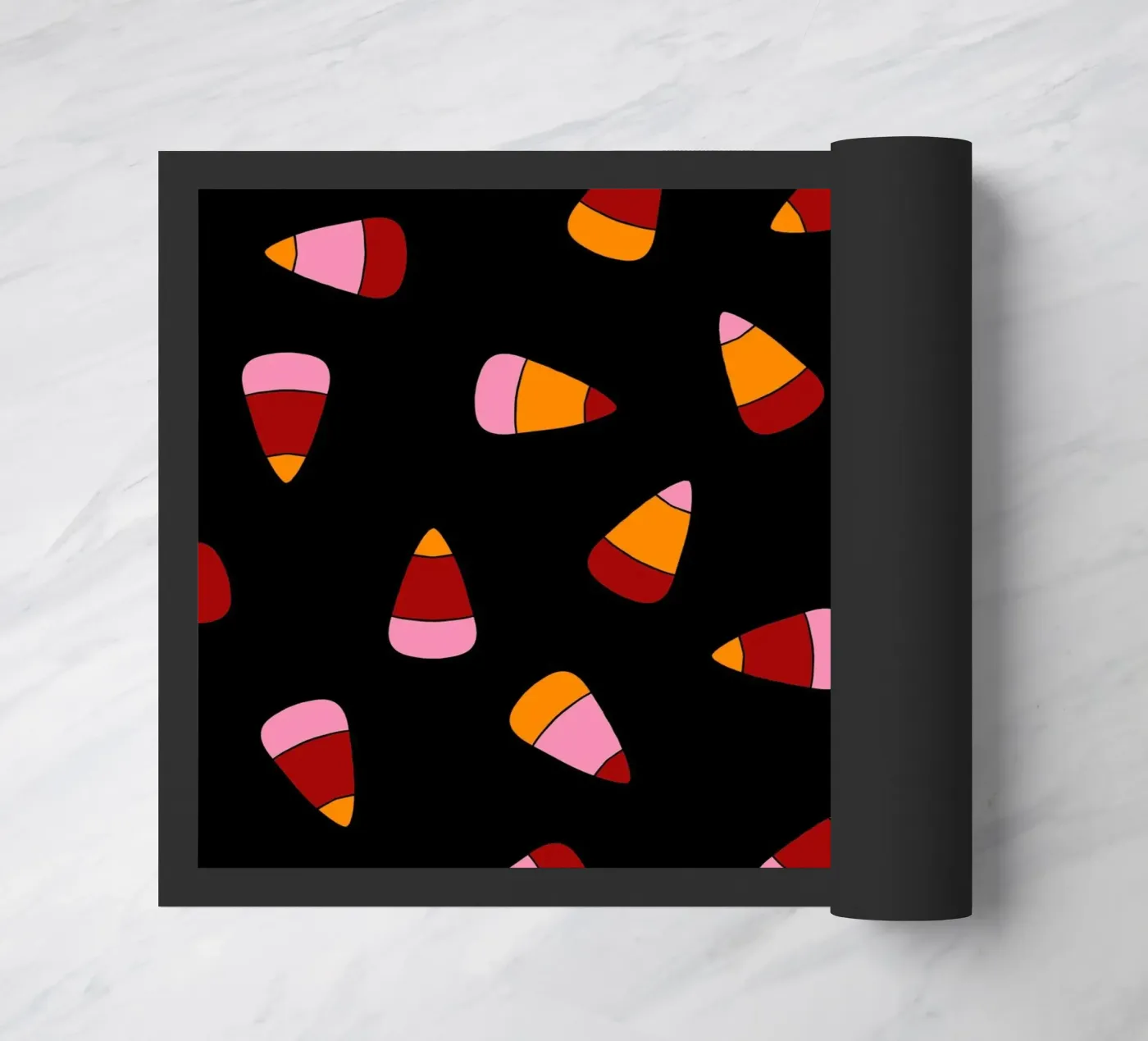 Retro candy corn pattern Halloween deurmat van TijanaArtStudio88
