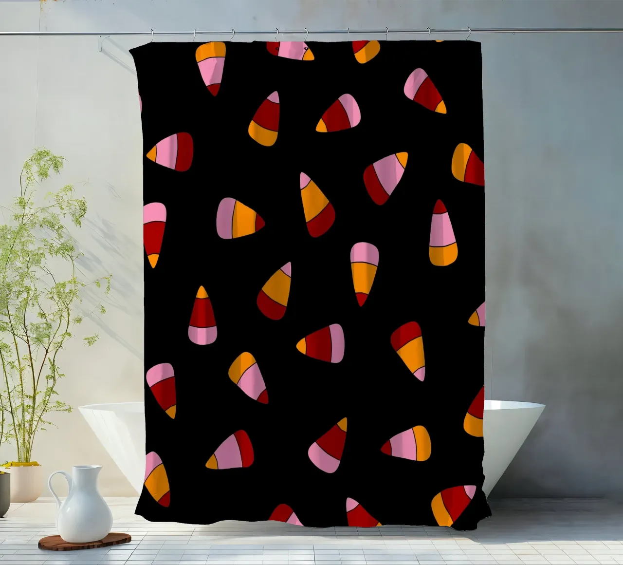 Retro candy corn pattern Halloween tenda da doccia da TijanaArtStudio88