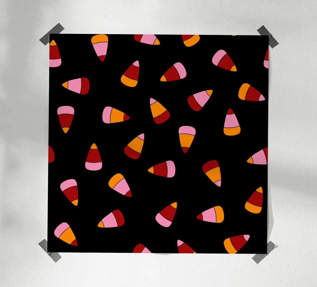 Retro candy corn pattern Halloween carta hahnemühle da TijanaArtStudio88