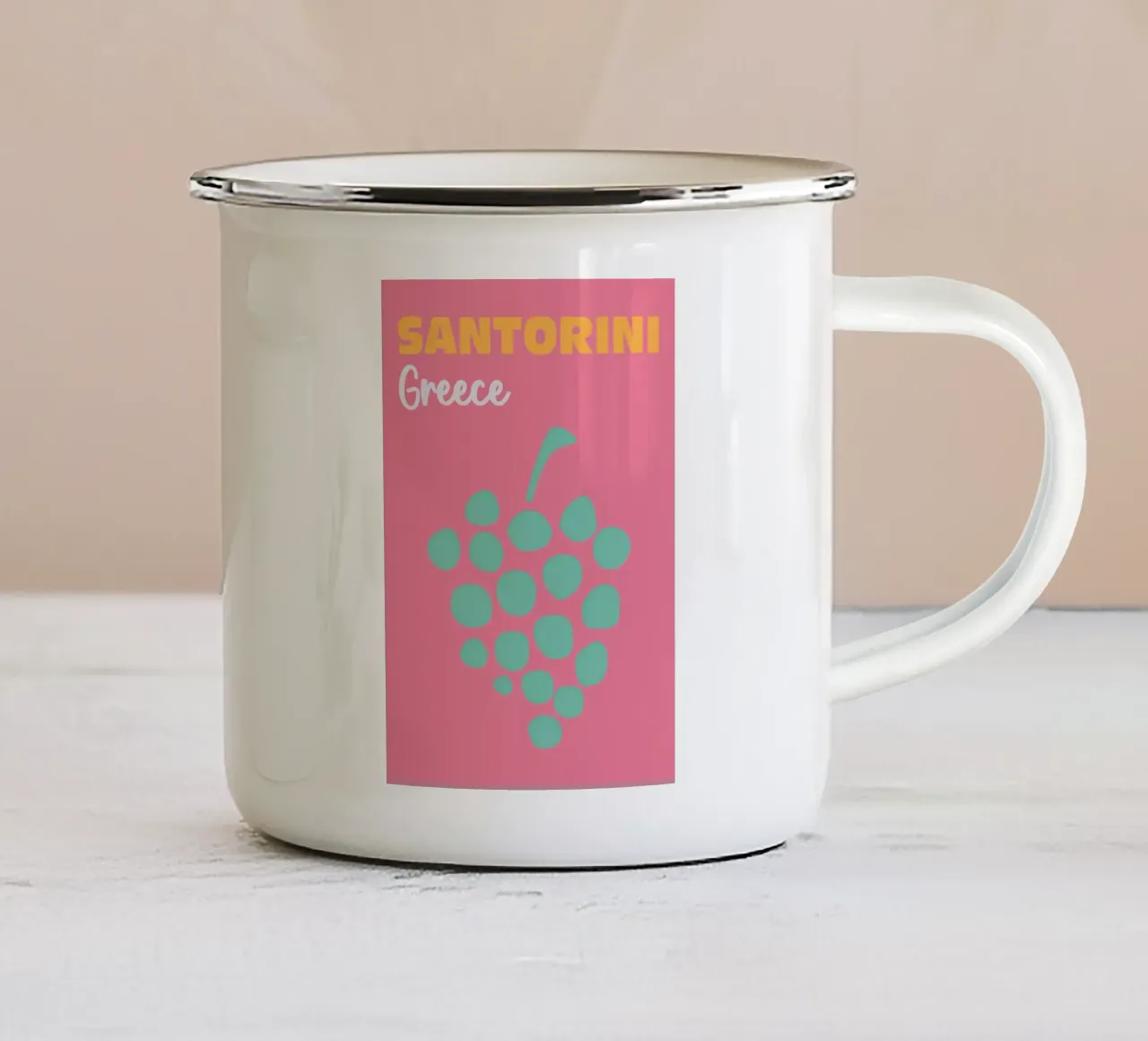 Santorin, Griechenland Emaille Tasse von Art Fart