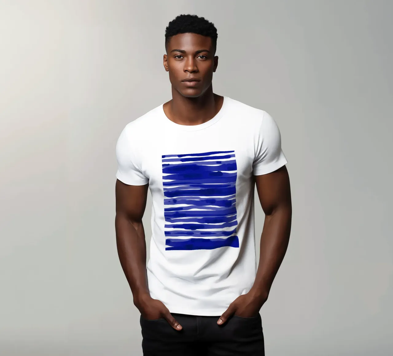 Striscia blu acquerello t-shirt da Kim Hubball Studio
